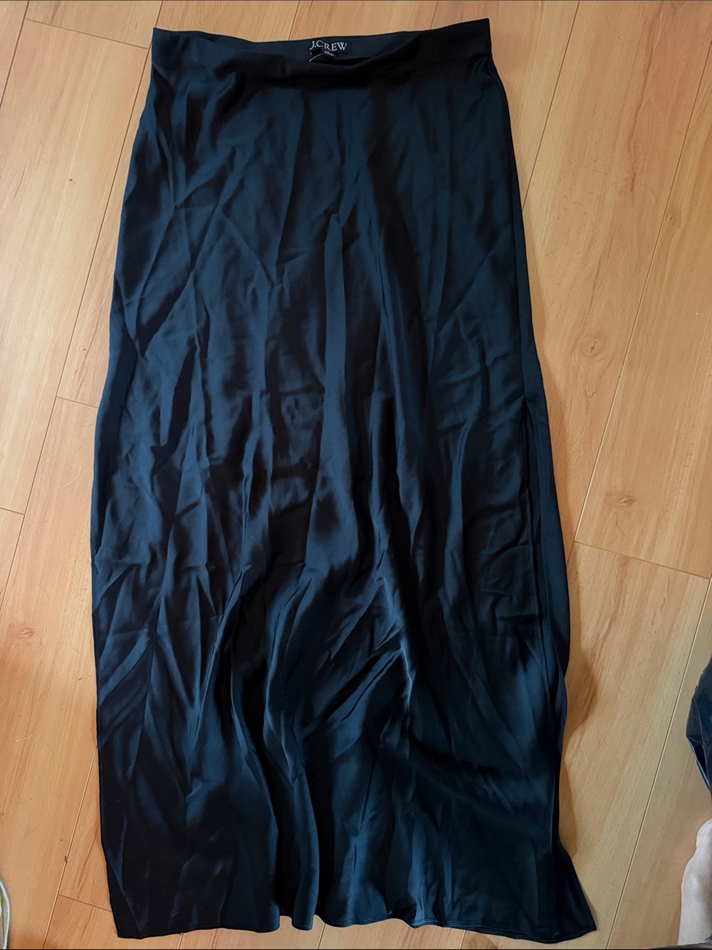 J. Crew Black Satin Maxi Slip Skirt